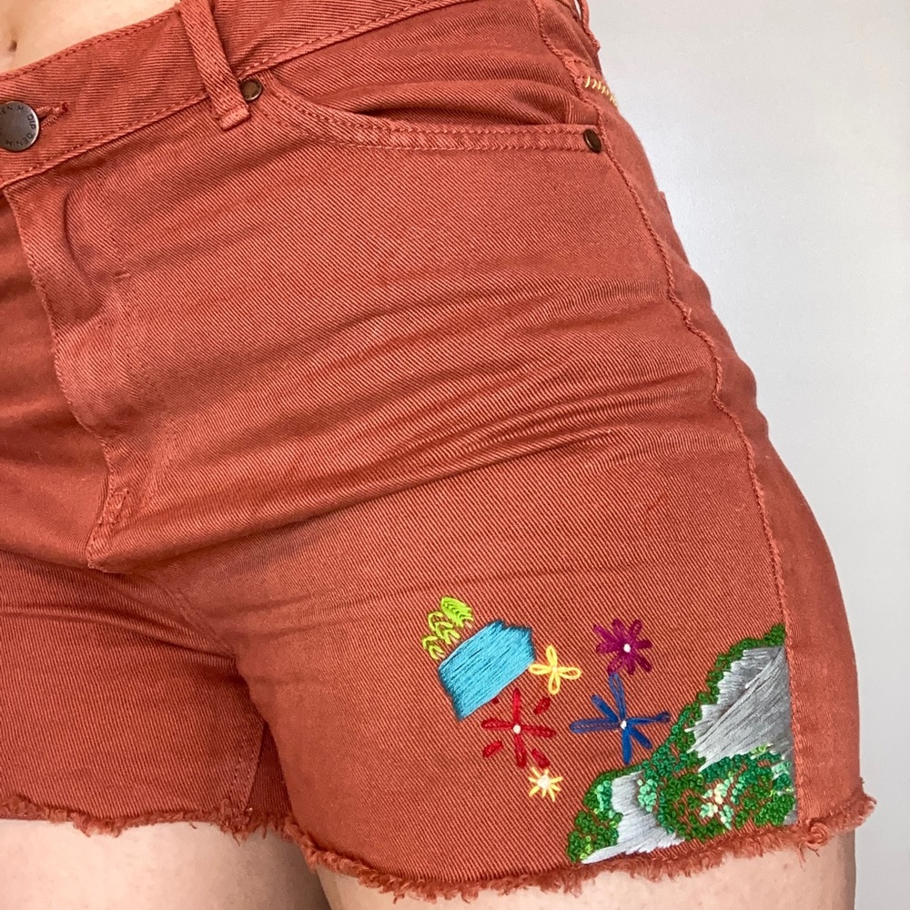 Dip Denim orange jean shorts